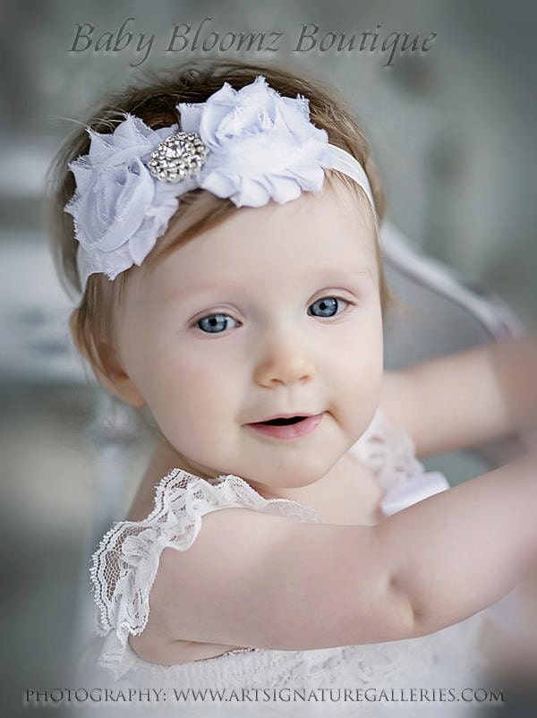 Baby headband, White Shabby Headband, Shabby Chic headband, Baby headbands, Baby girl headband, toddler headband