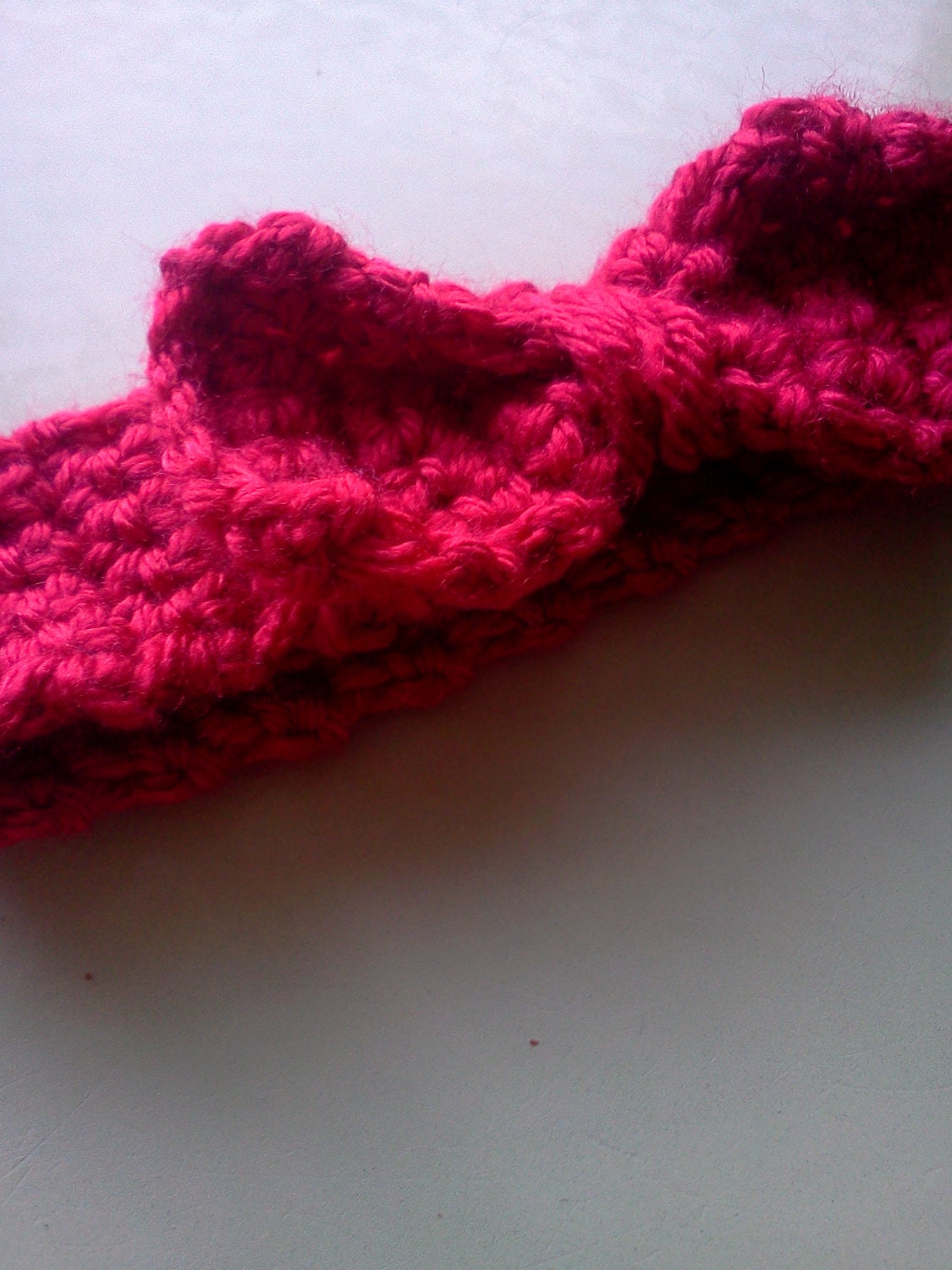 Hand Crocheted Baby Bow Headband in Red