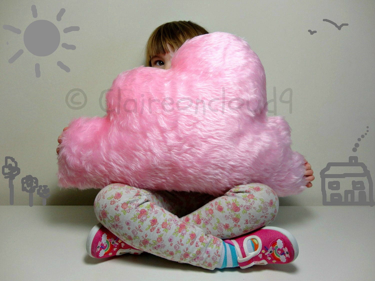 FLUFFY CLOUD PILLOW Cushion Baby Pink Blossom colour Faux Fur - Lovely So Soft and Fluffy - Baby Nursery Kids Bedroom Home Decoration