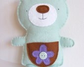 PDF pattern - Cute felt bear with pocket. DIY tooth fairy plush, handmade felt softie, gift for kids