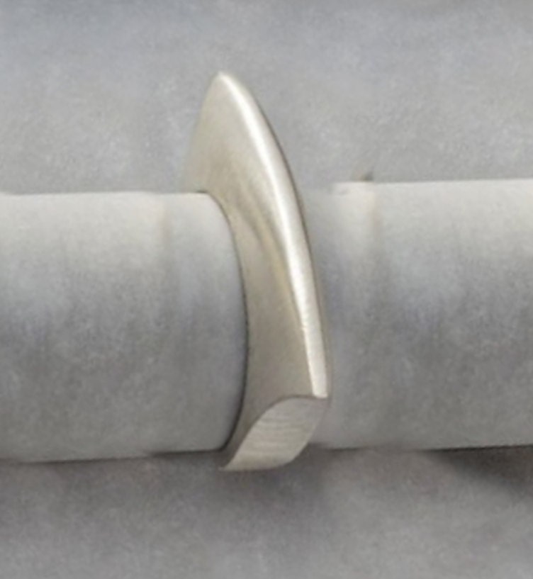 Single, Substantial Brushed Sterling Silver Ergonomic Ring.