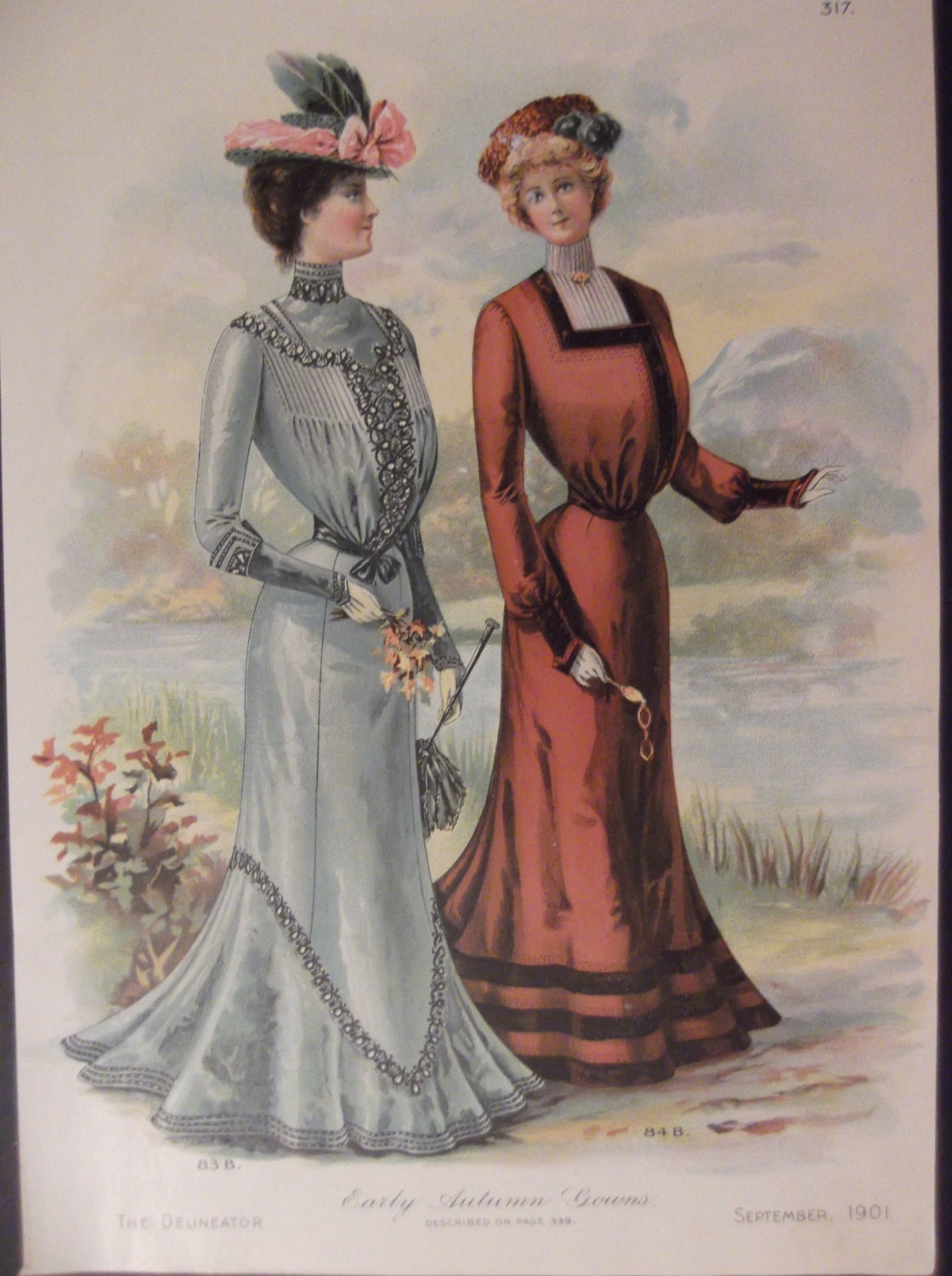 1901 EARLY AUTUMN GOWNS The Delineator Original Pattern Advertisement Vintage Fashion Prints Ready To Frame