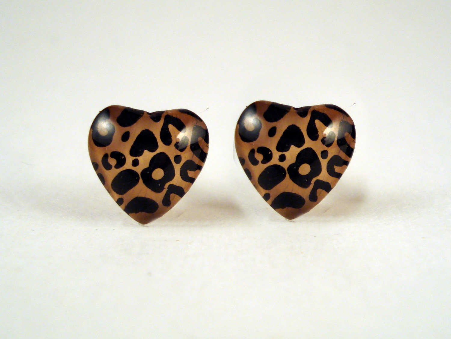 Cheetah Print Heart Nail Polish Earrings - Made to Order