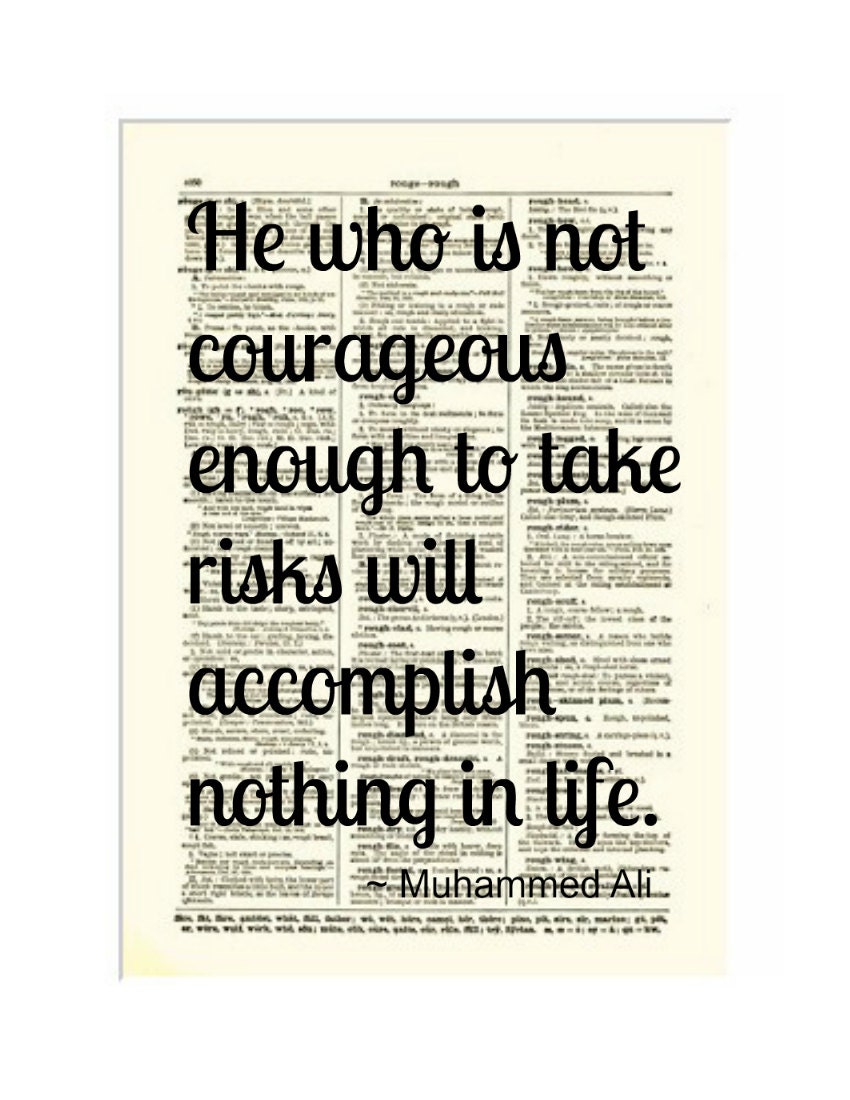 Muhammed Ali Print, Courage Quote, Text Art, Vintage Dictionary Page, /Motivational Print, Dictionary Art Print,