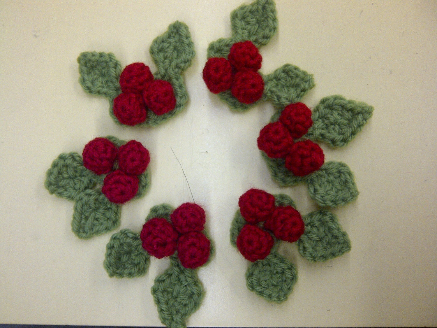 Crochet Holly Berry Pin