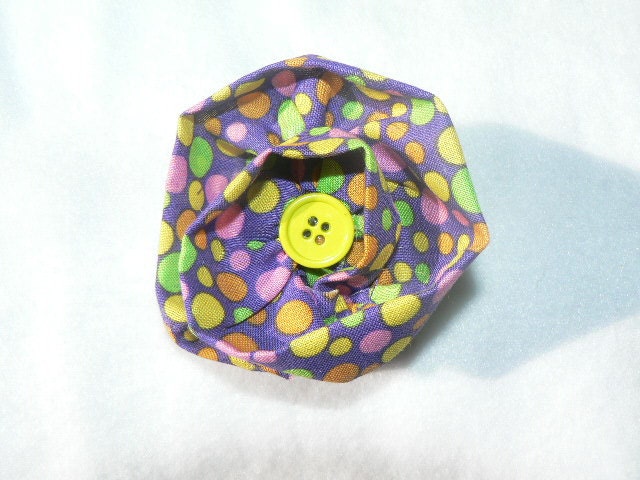 Children's Hair Clip- Purple Polka Dot Hair Flower Barrette