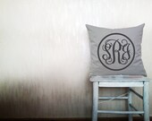 Custom monogrammed pillow decorative throw pillow vine monogram pillow cover gray cotton toss letter pillow case 18x18 inches ohtteam