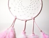 Angel Dreamcatcher Pink, Gold, White with Crystals, Rose Quartz, Seed Beads, Decoration, Southwestern, Tribal, Hippie, Boho style