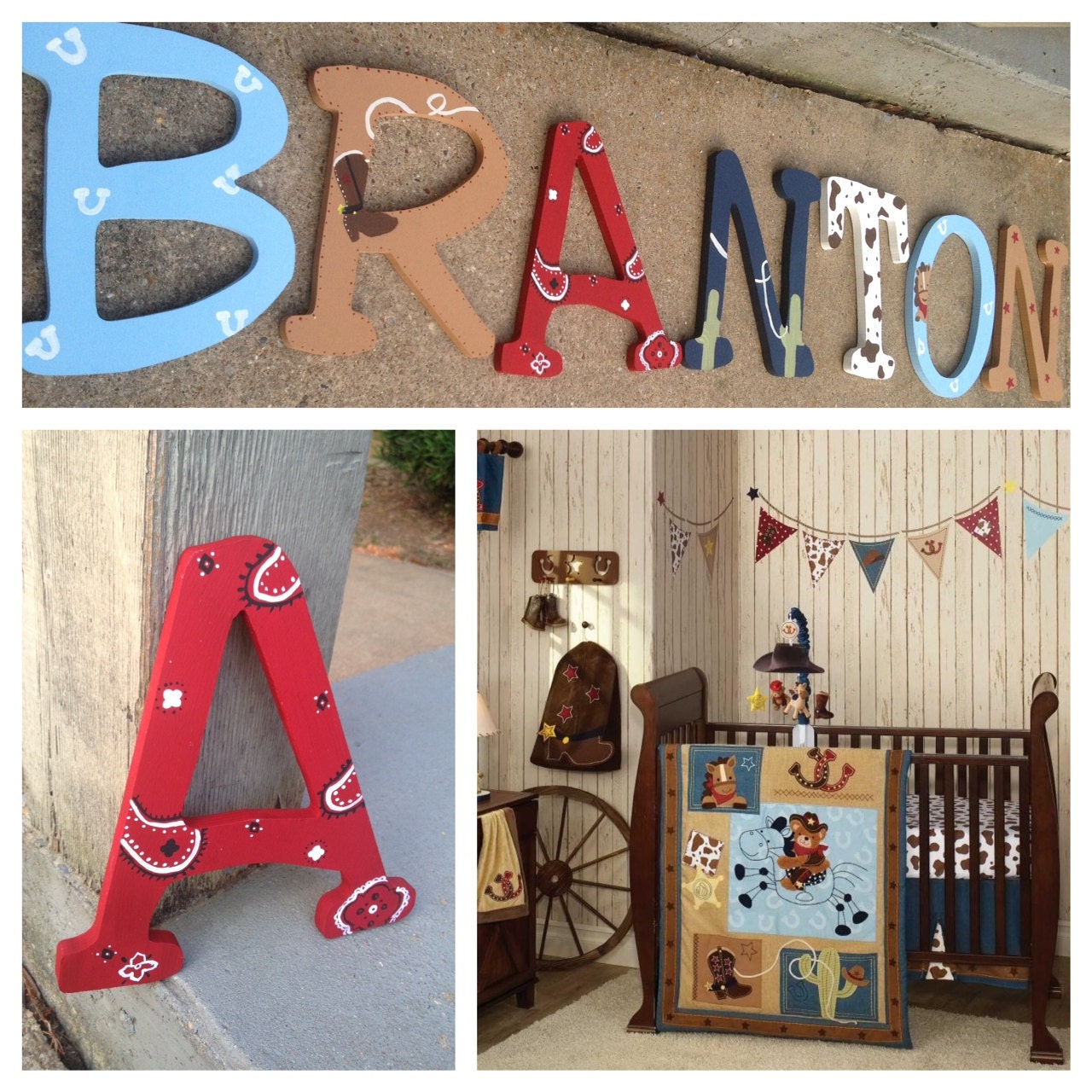 Hand Painted Wall Letters / Lambs & Ivy Giddy Up bedding