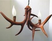 Deer Antler Chandelier - Painted Iron with Natural Rust - CustomAntlers