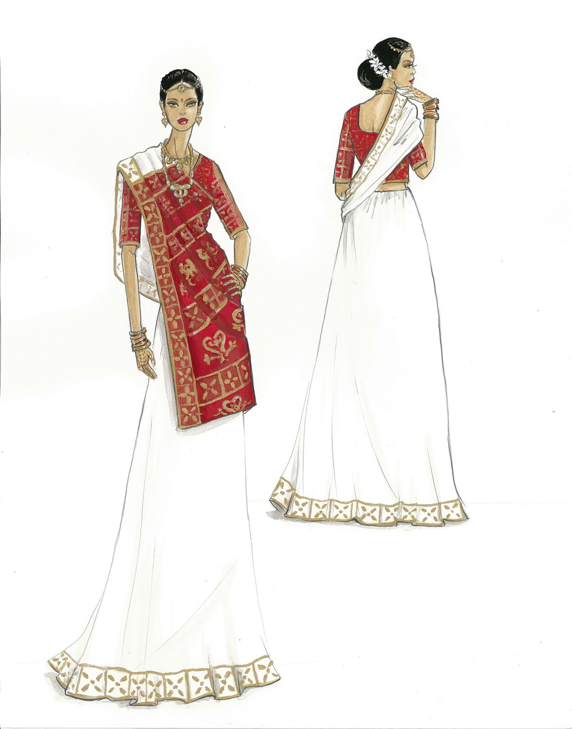 fashion illustration in saree unavailable listing on etsy fashion illustration in saree unavailable listing on etsy
