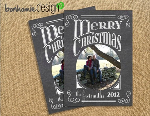 DIY Printable Photo Christmas Card 5x7 Chalkboard Il_570xn
