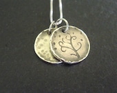 Tree and Moon Necklace Tiny Necklace Two Tiny Charms Disc pendants on chain Sterling Silver Handmade Everyday Necklace