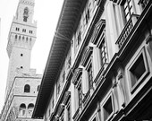 Palazzo Vecchio in Florence travel photography Italy B&W 12x12in print