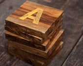 Hand-Painted, Reclaimed-Wood Tiles - Yellow Letters (A-F)