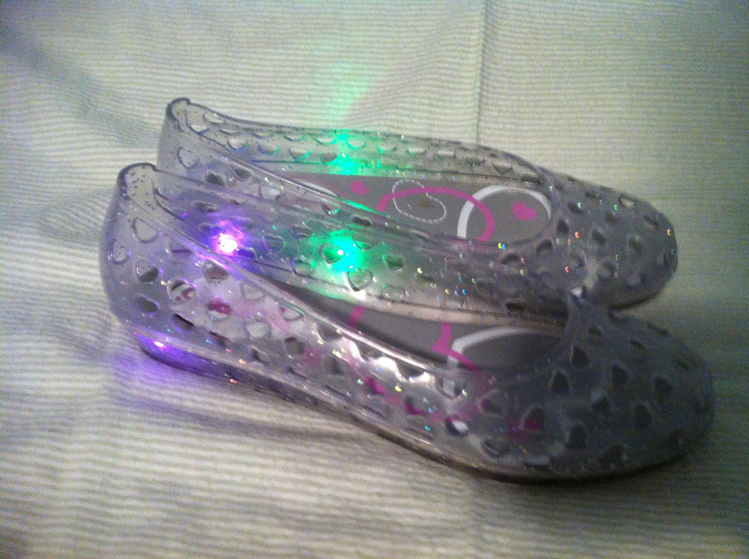 silver jelly shoes