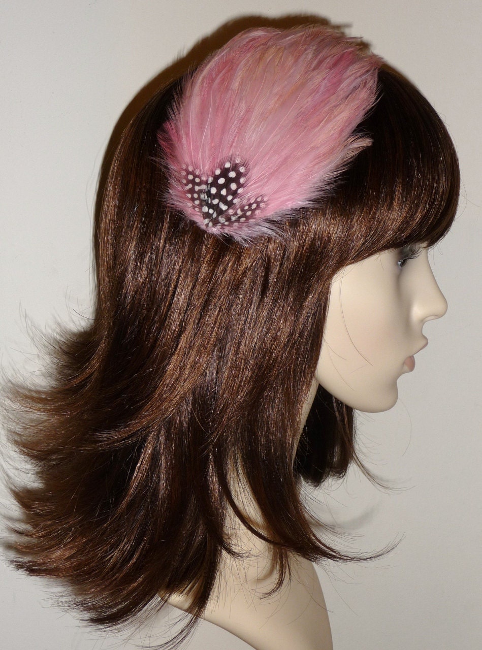 Rose Pink Fascinator HAIR CLIP Bridesmaids Hair Accessory Handmade Black White Wedding Headpiece 'Gwen'