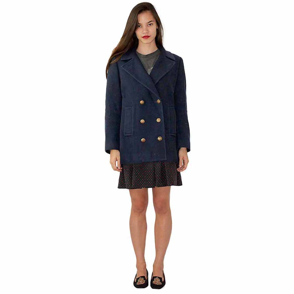 Navy Pea Coat Womens Pea Coat Navy Military Coat Gold Button Coat