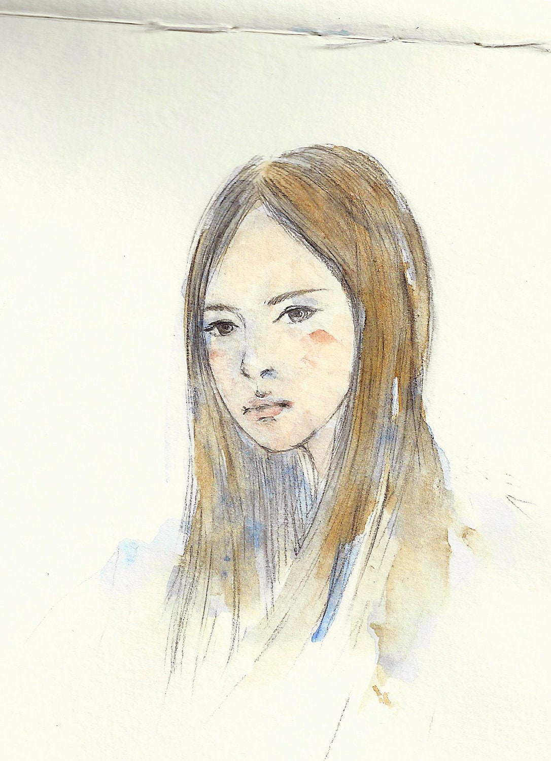 Custom portrait drawing watercolor  pen and pencil