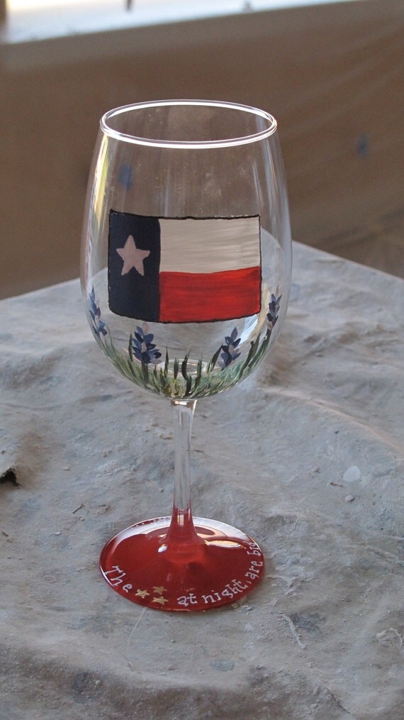 Texas Hand Painted wine glass by TheSparkleFairies on Etsy