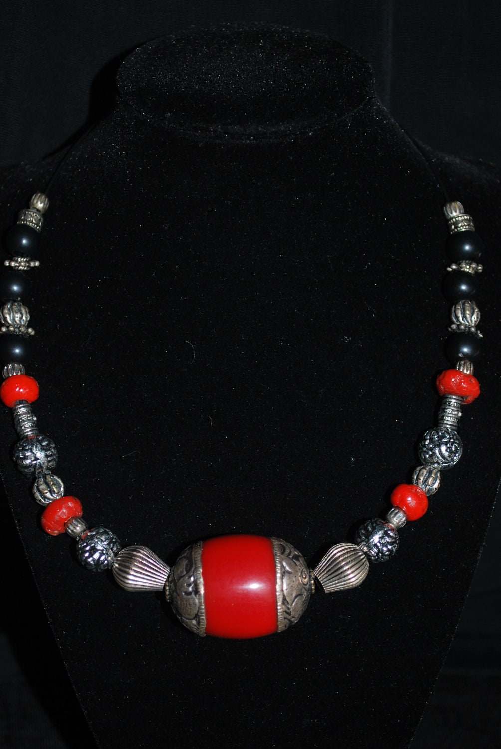 Cian Gorges Red Bali Bead Necklace