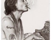 Johnny Depp Piano Print A4