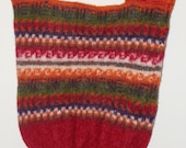 Felted Knit Tote Bag Purse Multi-Colored Bright Orange, Green, Blue, White and Red Bottom