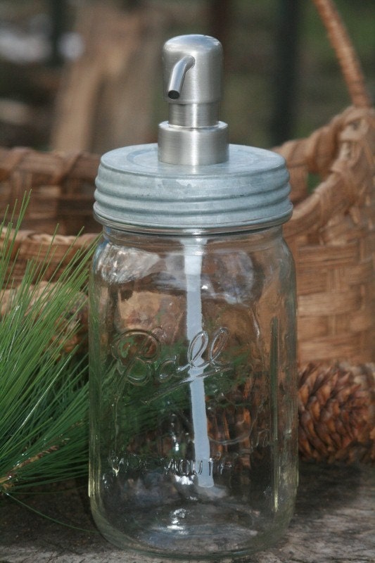 Stainless Steel Metal Pump Soap Dispenser and Reproduction Lid Wide Mouth DIY Kit, Jar Not included, One Pump and Lid only
