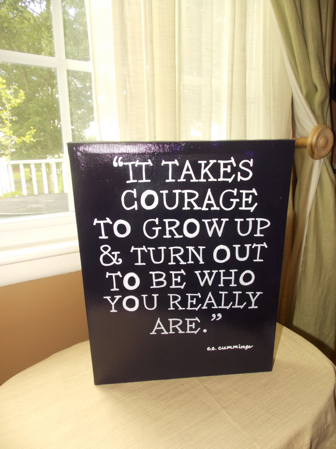 11 by 14 Canvas Painting: e.e. cummings Quote
