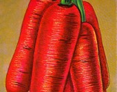 Beautiful Vintage Art Print, Carrotts, Kitchen Wall Art and Decor, Custom Graphic, Botanical Vegetable Print.
