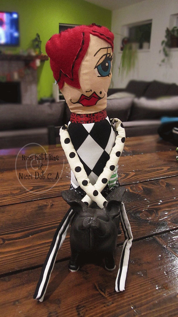 Betty Bottle Bottom, a PUNK ROCK plush MONSTER art doll.
