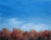 Blushing Trees, Original Oil Painting, Landscape, Winjimir, Blue Sky, Pink Tree, Clouds, Fine Art, Home Decor, Gifts