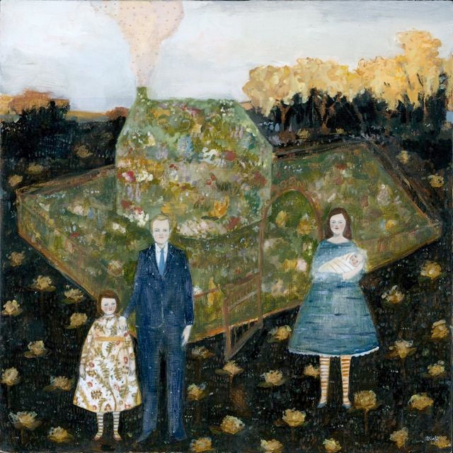 they built a life out of hope and flowers - original oil painting on wood
