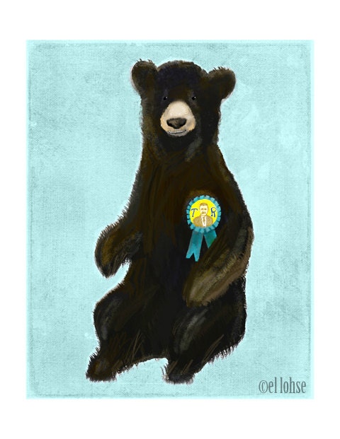 T.R. Bear ... not a teddy bear but a fan of Theodore Roosevelt ... open edition art print ... Special Price