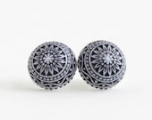 Mosaic Earrings in Navy and White - Navy Earrings  - Post Earrings
