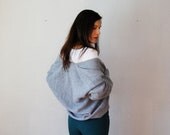 vintage SWEATER cardigan / 1960s HEATHER gray penguin applique deep v button up sweater