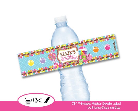 Gumball Personalized Water Bottle Label - Printable PDF file Il_570xn