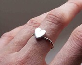Heart Ring, Sterling silver, Made to order, Custom Ring , Stacking ring,  sterling silver with twist band