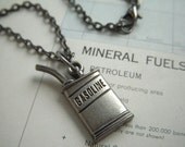 Gasoline Can Charm Necklace Silver Tone Metal Gas Can Necklace Pendant Jewelry Long Chain