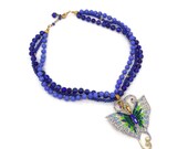 Butterfly Goddess Necklace - VIntage Rhinestone Assemblage Statement - One of a Kind - InVintageHeaven
