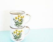 Yellow Wildflower Mugs/Vintage Coffee Cup Set/Mothers Day Gift/Spring Floral Mugs