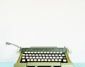 Two Tone Olive Green Sears Manual Typewriter with Hard Case/Vintage Typewriter/Mid Century Office