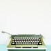 Two Tone Olive Green Sears Manual Typewriter with Hard Case/Vintage Typewriter/Mid Century Office