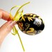 Yellow and Black Pysanka, batik egg on chicken egg shell, Ukrainian Easter egg, hand painted egg ornament