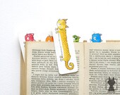 Yellow cat bookmark - rainbow cats - cute bookmark - hand painted paper bookmark with cat