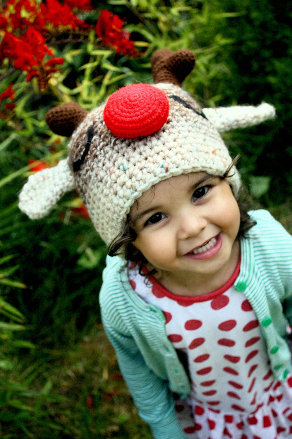 SALE 2T to 4T Christmas Hat Red Nose Rudolph Reindeer Christmas Reindeer Hat - Christmas Photo Prop Christmas Hat Christmas Kids Hat