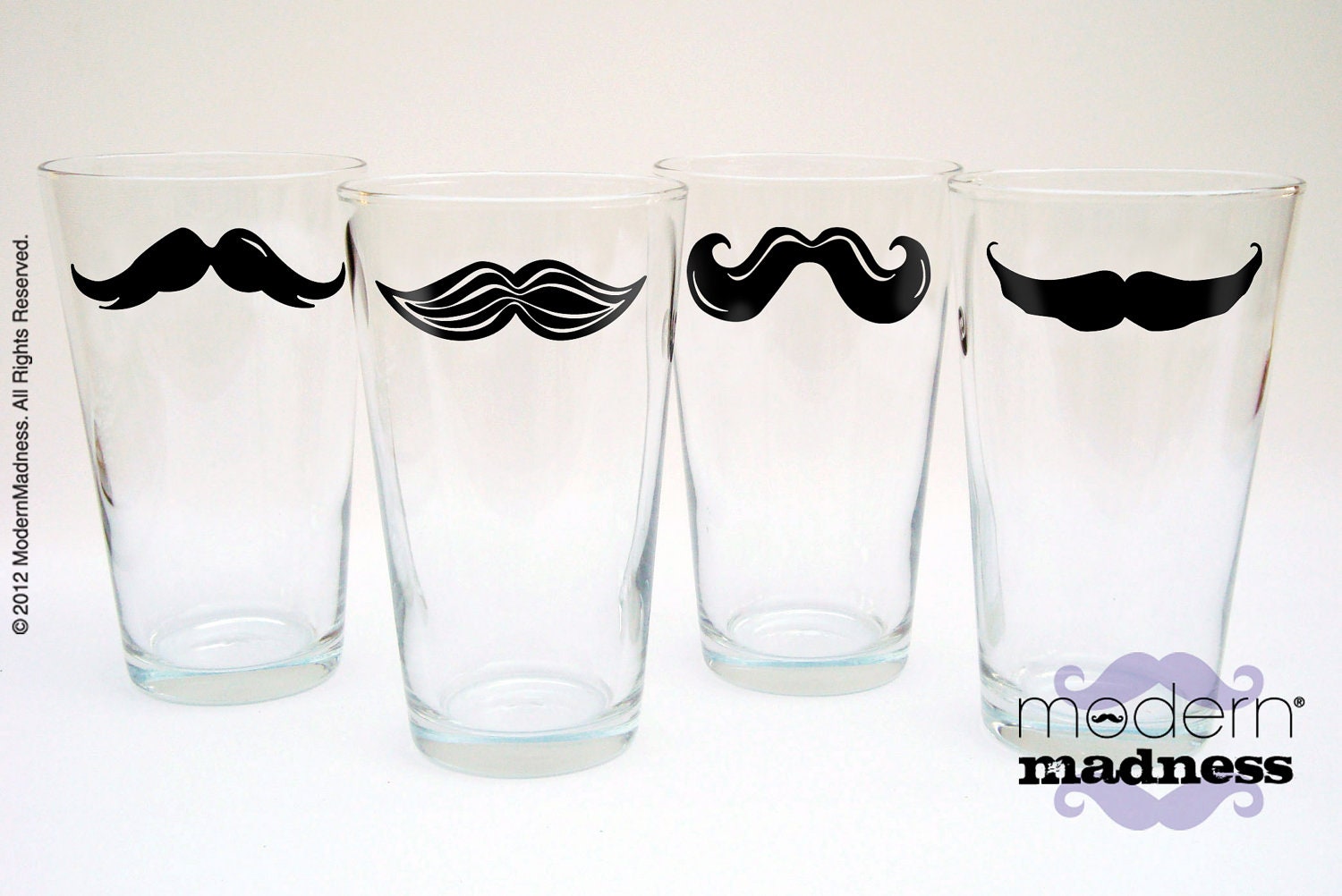 NEW - Moustache Pint Glasses - Ready to Ship