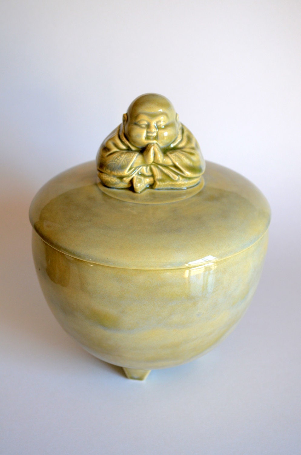 Seconds Sale: Vintage Ceramic Buddha Canister Cookie Jar, Sea Spray