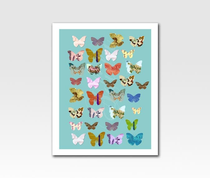 Crazy Butterflies Print Home Décor A3 Print Nursery Art Original Design by Adidit Print no. 049
