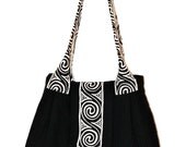 Handmade Fabric Bag, Shoulder bag, Purse, Tote bag, Black and White Bag, Optical motif